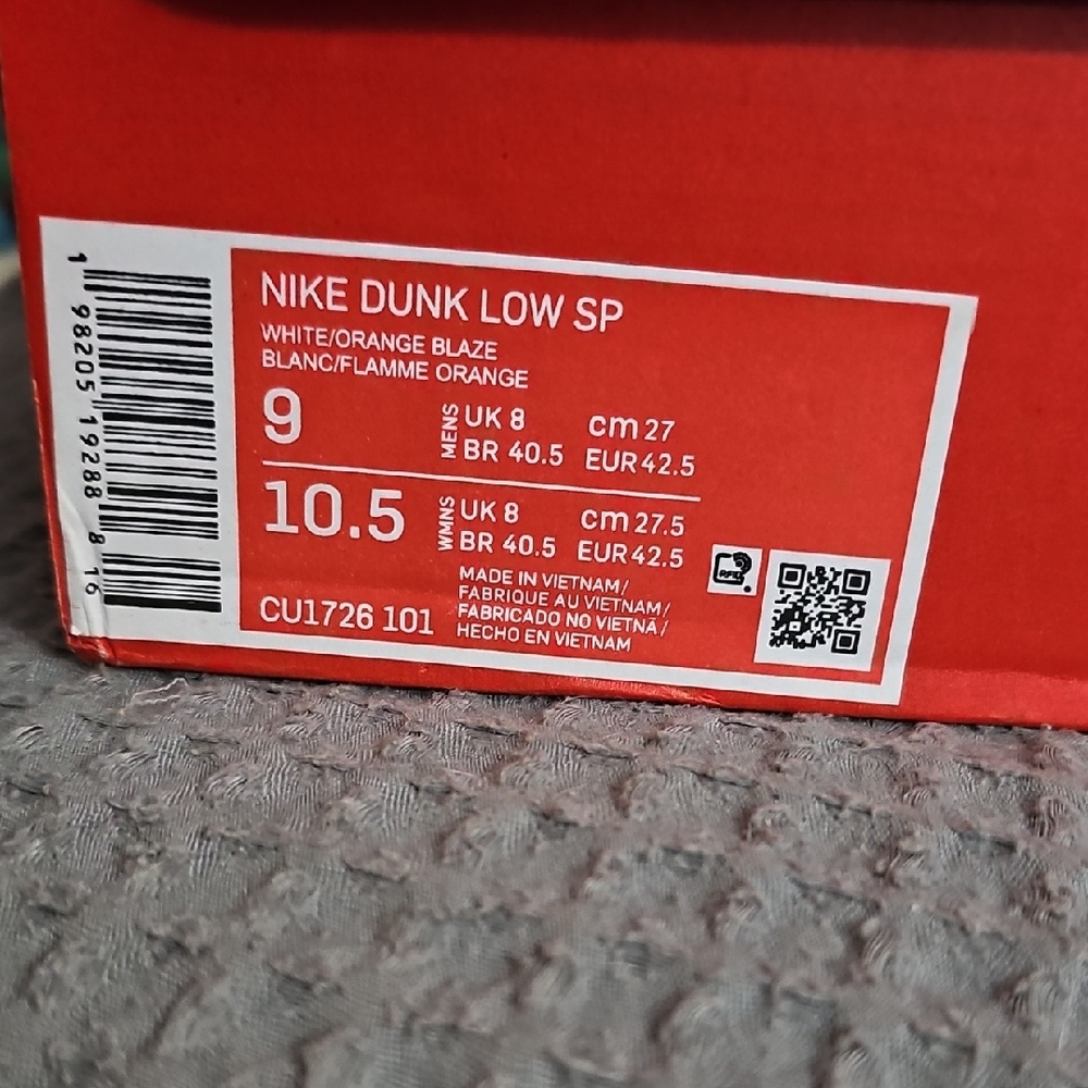 Nike Dunk Low SP White and Flame Orange